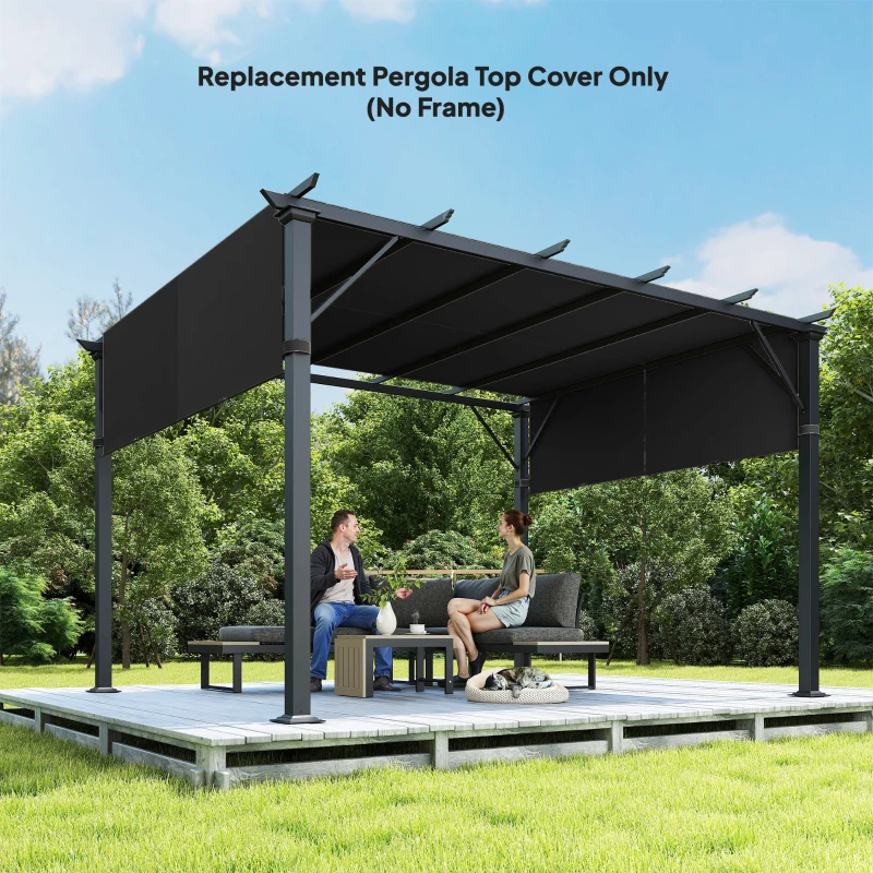 Outsunny 2 Pcs UV Protection Pergola Replacement Canopy, Pergola Shade Cover, Easy to Install, for 10' x 10' Pergola, Black
