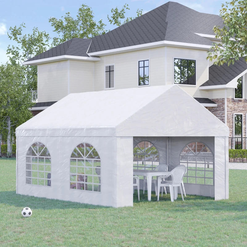 Outsunny 16.5' x 13' Outdoor Tents for Parties, Event Tent with Sides, 4 Windows and 2 Doors, White