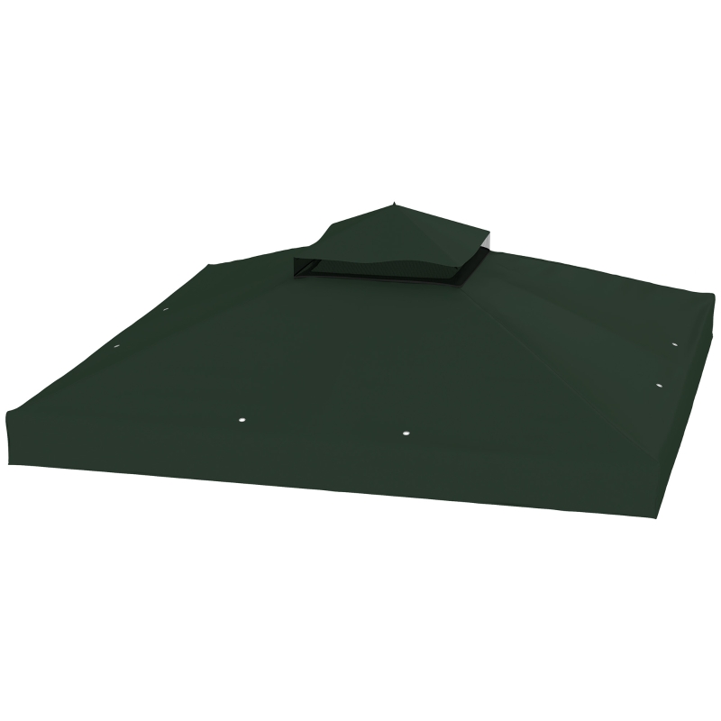 Outsunny 10' x 10' Gazebo Canopy Replacement Cover, 2-Tier Garden Gazebo Roof Replacement, UPF30+, TOP COVER ONLY, Green