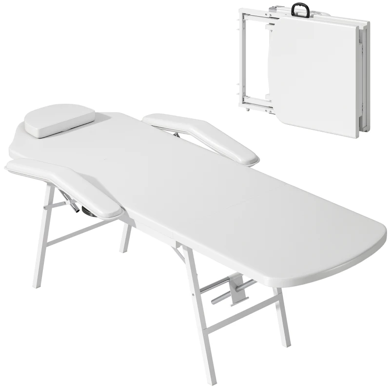 HOMCOM Portable Massage Table, Foldable Massage Bed, White