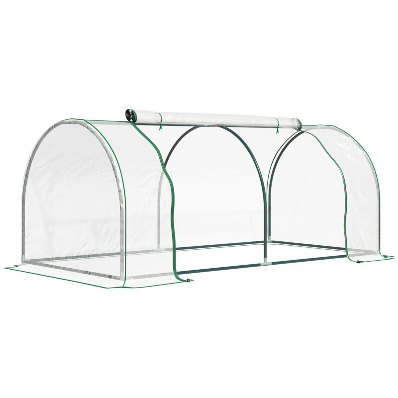 Outsunny 6' x 3' x 2.6' Mini Greenhouse Portable Hot House for Plants with Zippered Doors for Outdoor, Indoor, Garden, Clear