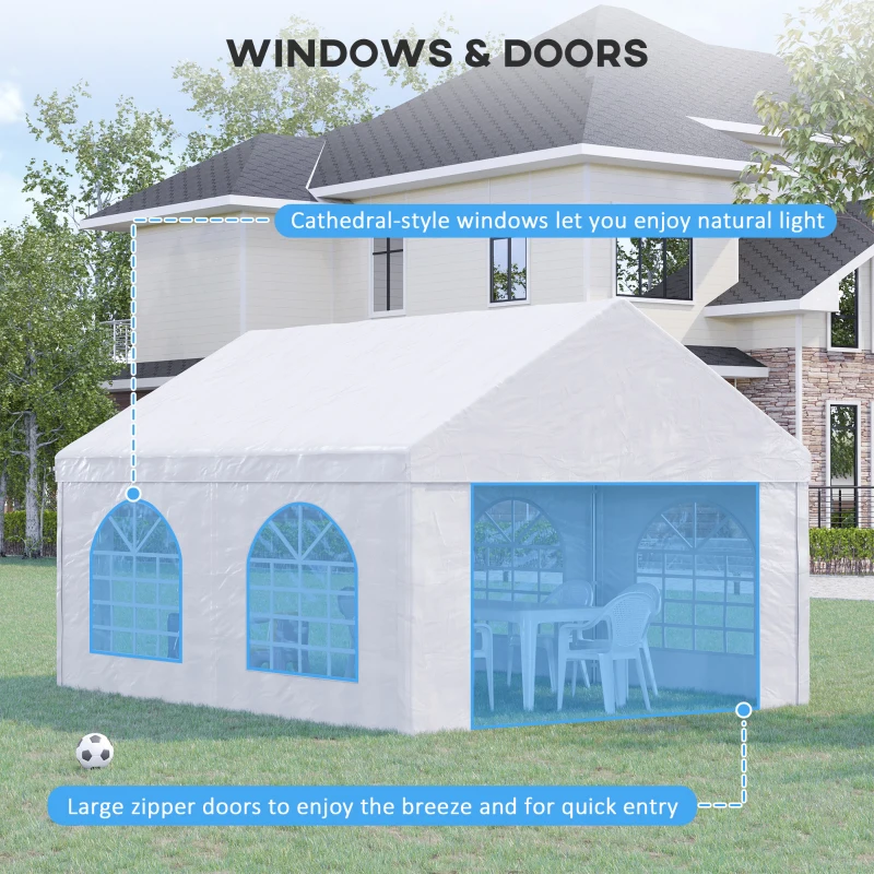Outsunny 16.5' x 13' Outdoor Tents for Parties, Event Tent with Sides, 4 Windows and 2 Doors, White