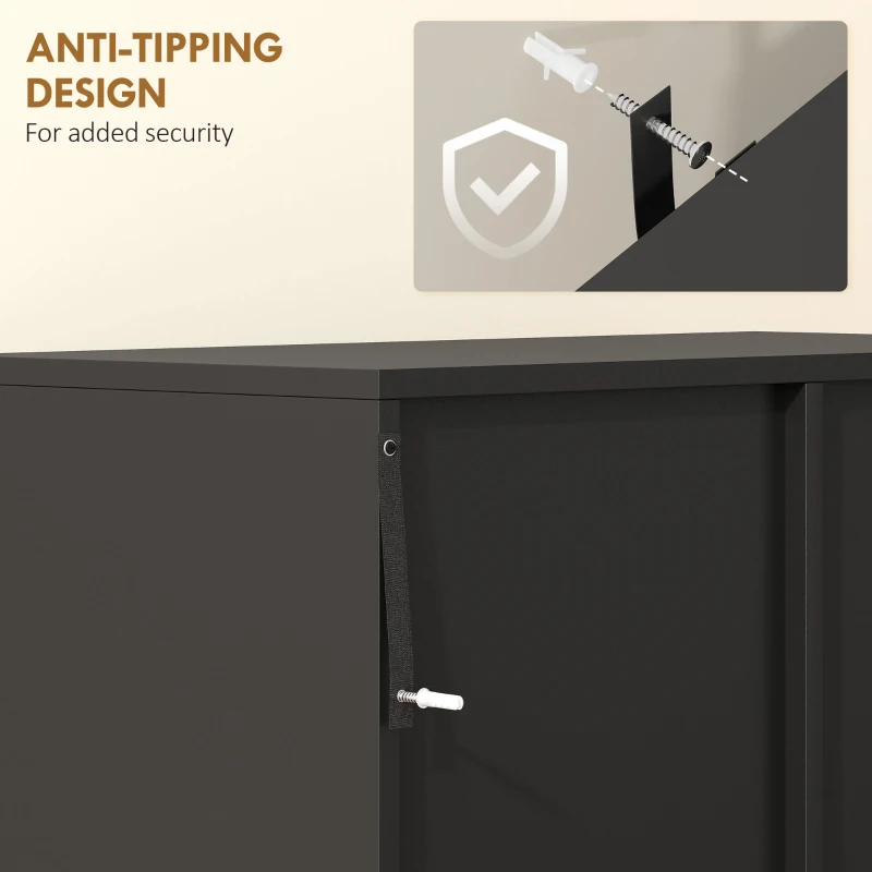 kleankin Tilt-Out Laundry Storage Cabinet, Modern Laundry Hamper with 2 Compartments for Bathroom Washroom, Black