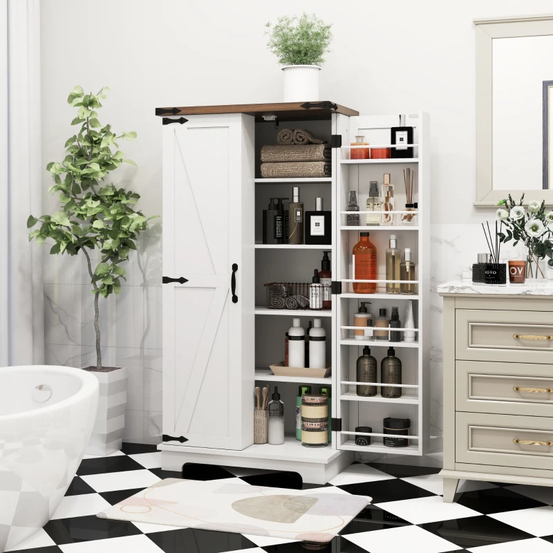 HOMCOM 47" Kitchen Pantry Storage Cabinet, Farmhouse Kitchen Pantry Cabinet with Adjustable Shelves and Door Shelves, White