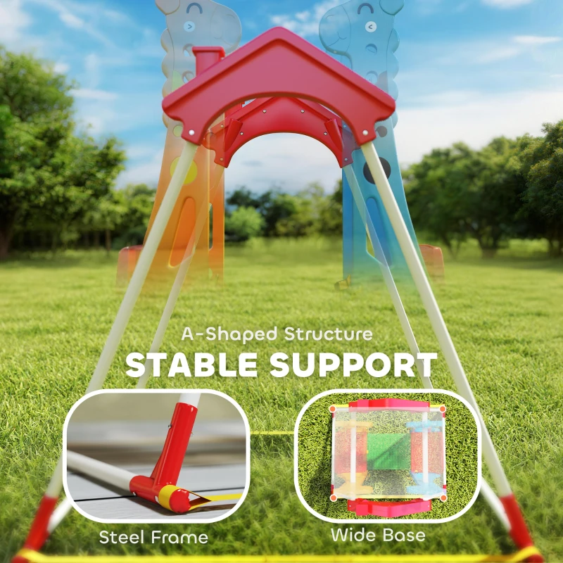 Qaba Kids Indoor Swing with Double Seats, Toddler Swing Set with Safety Belts for Aged 3-5, Play Room, Living Room