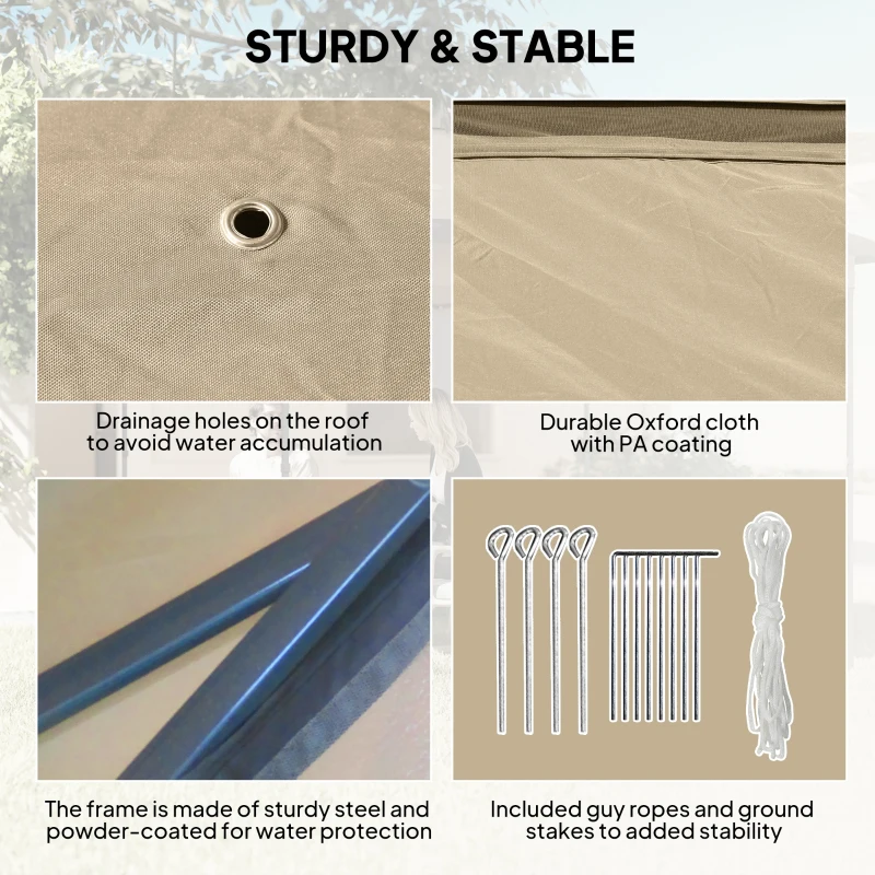 Outsunny 11' x 11' Pop Up Gazebo, Double Roof Foldable Height Adjustable Canopy Tent with Mesh Sidewalls, Carrying Bag, Beige