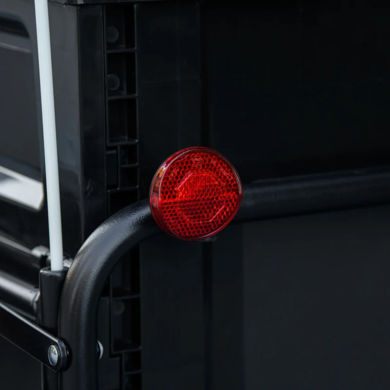 Aosom Steel Trailer for Bike, Bicycle Cargo Trailer with Foldable Storage Box and Safe Reflectors, Max Load 88LBS, Black