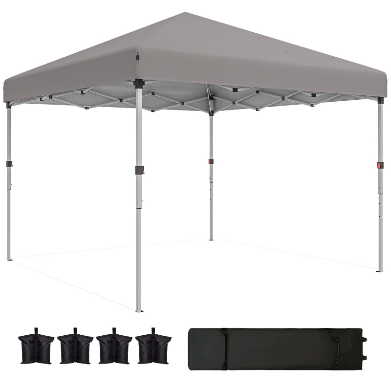 Outsunny 10' x 10' Pop Up Canopy with Sidewalls, Roller Bag, Height Adjustable Instant Tent for Outdoor, Garden, Patio, Grey