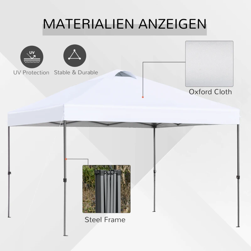 Outsunny 10' x 10' Pop Up Canopy Tent with Airy Top Vents and Wheeled Carry Bag for Outdoor, Garden, Patio, White