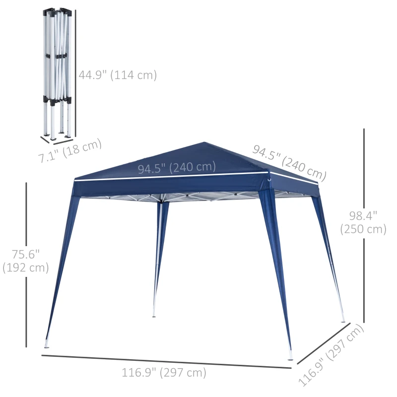 Outsunny 8' x 8' Pop Up Canopy, Outdoor Folding Tent, Portable Party Tent with Carrying Bag for Camping, Party, Picnic, Blue