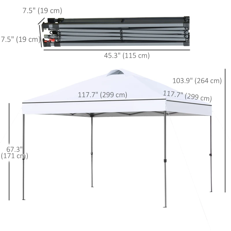 Outsunny 10' x 10' Pop Up Canopy Tent with Airy Top Vents and Wheeled Carry Bag for Outdoor, Garden, Patio, White