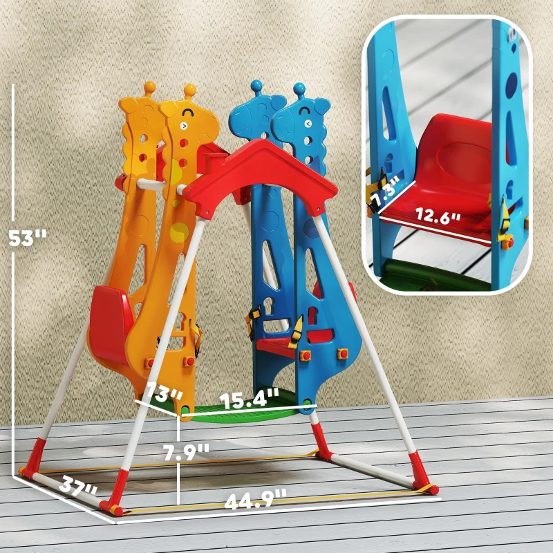 Qaba Kids Indoor Swing with Double Seats, Toddler Swing Set with Safety Belts for Aged 3-5, Play Room, Living Room