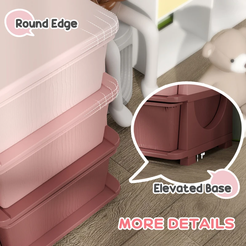 Qaba 3 Tier Kids Storage Unit, Toy Organizers and Storage with 6 Drawer Chest for Kids Bedroom Nursery Kindergarten Living Room for Boys Girls Toddlers, Pink