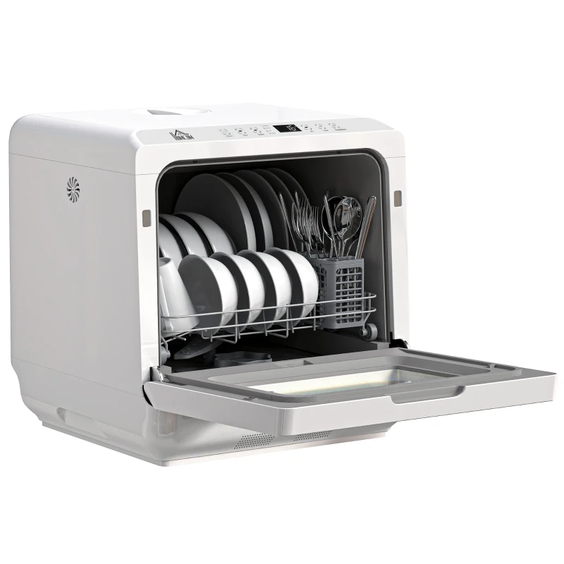 HOMCOM Portable Dishwasher, Counter Dishwasher with 4 Place Settings, 5 Washing Programs, Air-Dry Function, 6L Water Tank