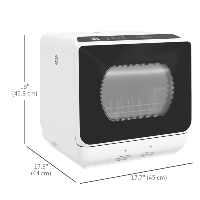 HOMCOM Portable Dishwasher, Counter Dishwasher with 4 Place Settings, 5 Washing Programs, Air-Dry Function, 6L Water Tank