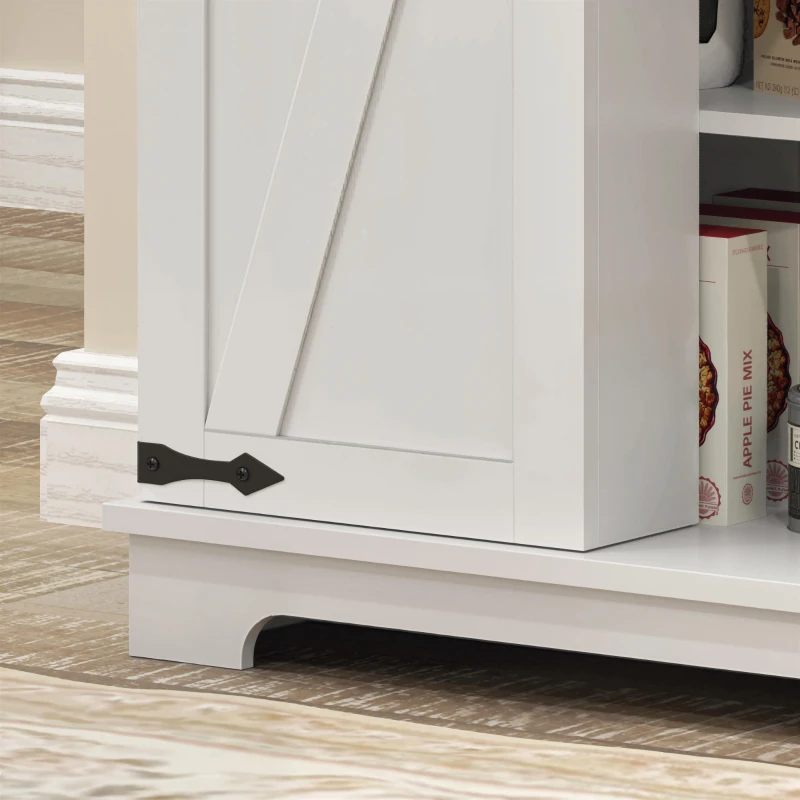 HOMCOM 47" Kitchen Pantry Storage Cabinet, Farmhouse Kitchen Pantry Cabinet with Adjustable Shelves and Door Shelves, White