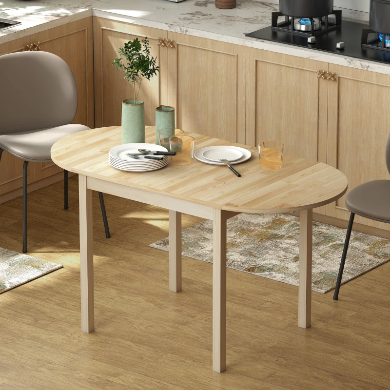 HOMCOM 55" Wood Kitchen Table, Drop Leaf Tables for Small Spaces, Natural