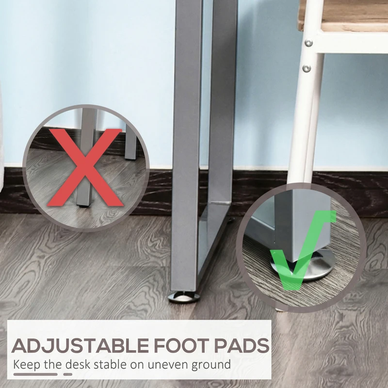 HOMCOM 47" Computer Desk Writing Table Workstation with Multi-Use Reversible File Drawers Metal Frame Home Office Furniture, White