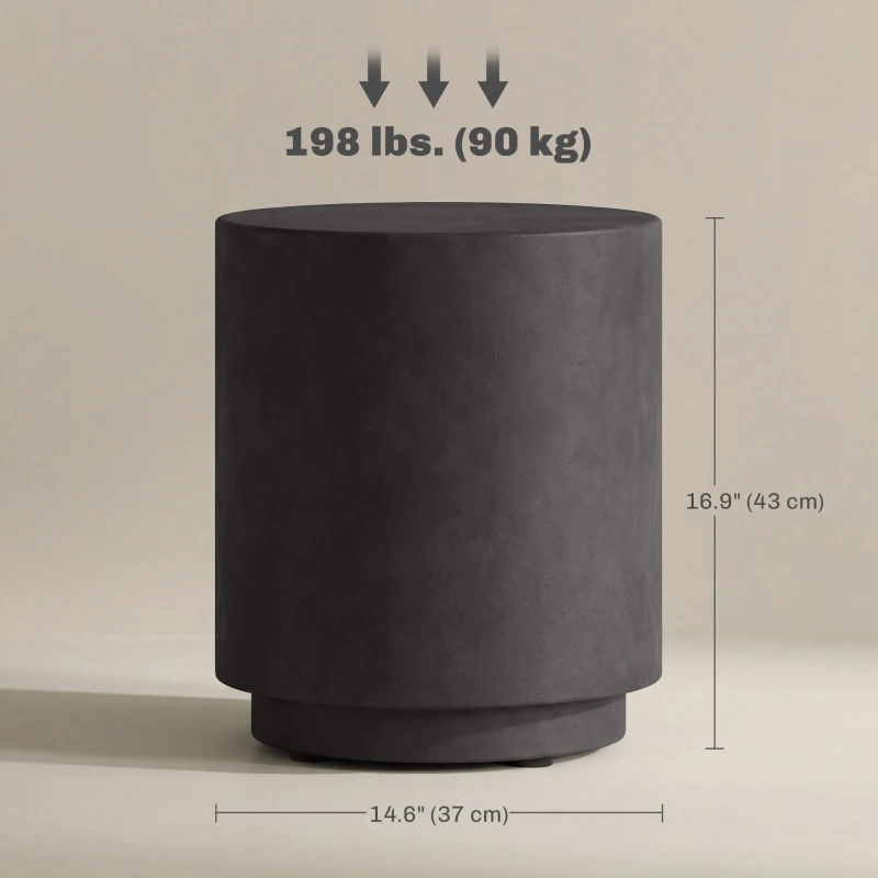 HOMCOM Terrazzo Finish Side Table, 17" Round End Table for Indoor and Outdoor, Charcoal Grey