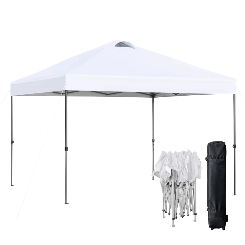 Outsunny 10' x 10' Pop Up Canopy Tent with Airy Top Vents and Wheeled Carry Bag for Outdoor, Garden, Patio, White