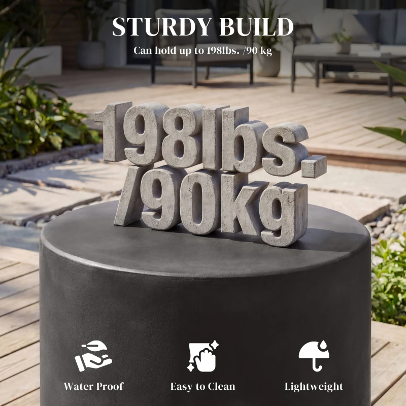 HOMCOM Terrazzo Finish Side Table, 17" Round End Table for Indoor and Outdoor, Charcoal Grey