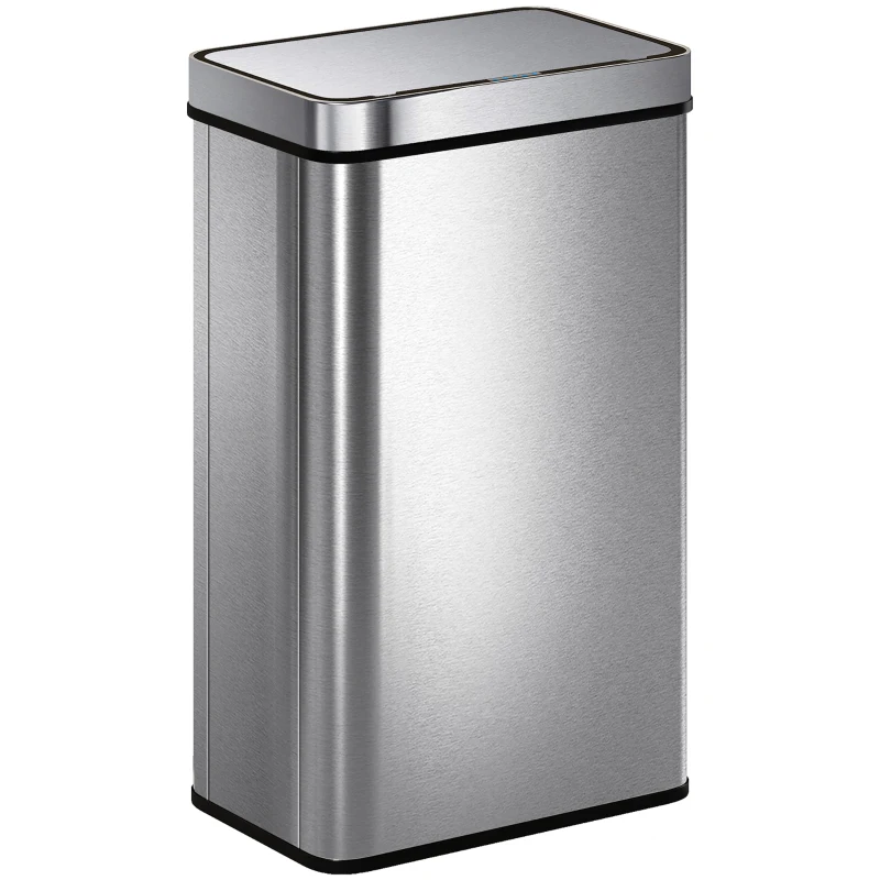 HOMCOM 15.9 Gallon Sensor Can, Automatic Garbage Can with Soft-Close Lid, Fingerprint-Proof Stainless Steel, Silver