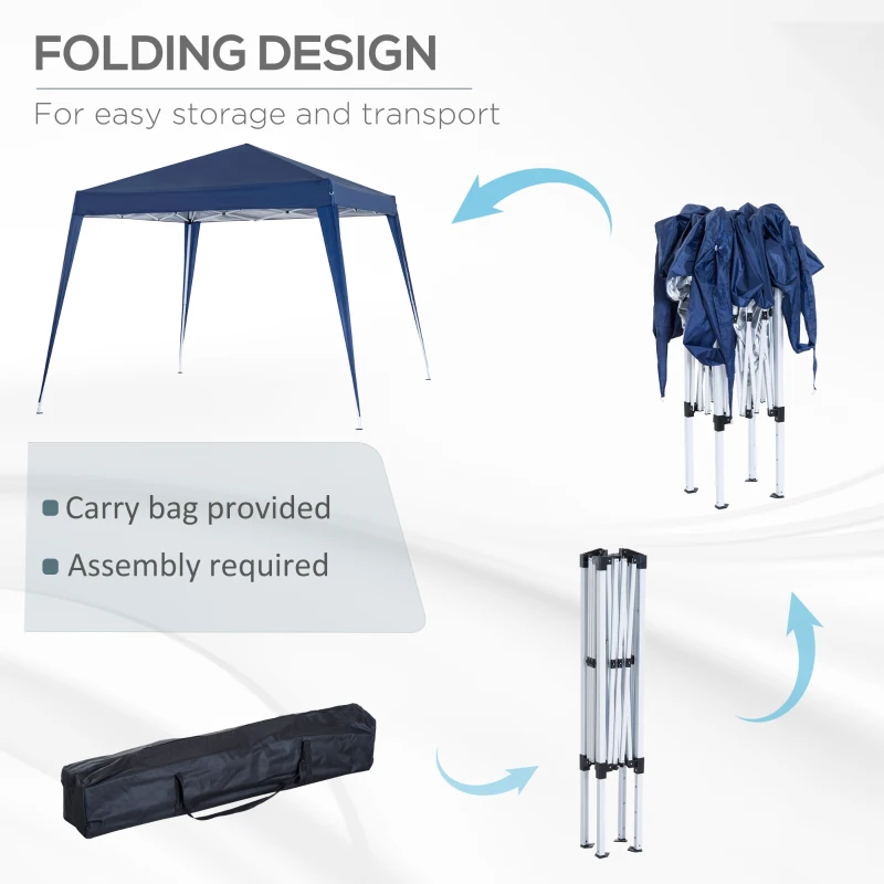 Outsunny 8' x 8' Pop Up Canopy, Outdoor Folding Tent, Portable Party Tent with Carrying Bag for Camping, Party, Picnic, Blue