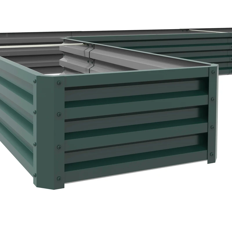 Outsunny Galvanized Raised Garden Bed Steel Planter Box w/ Rods for Vegetables Flowers Herbs, 82" x 109" x 12", Green