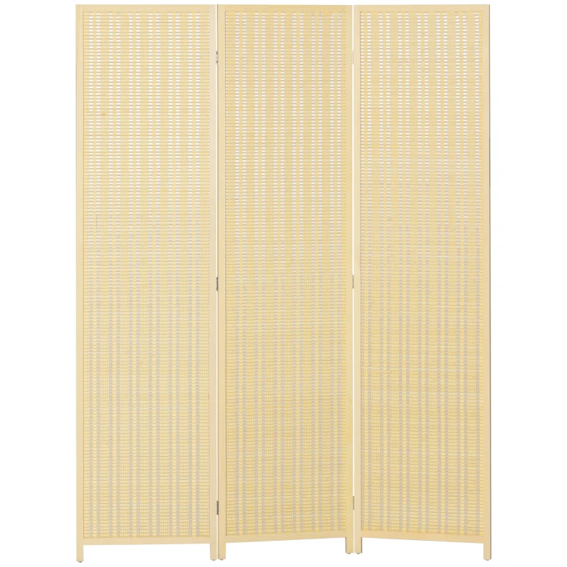 HOMCOM Woven Bamboo Room Divider, 3 Panel Folding Indoor Privacy Screens for Home Office, Natural Wood