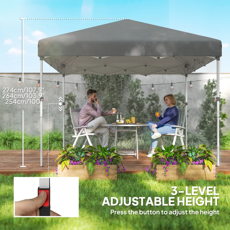 Outsunny 10' x 10' Pop Up Canopy with Sidewalls, Roller Bag, Height Adjustable Instant Tent for Outdoor, Garden, Patio, Grey