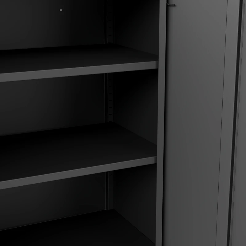 HOMCOM Office Storage Cabinet with Lock, Filing Cabinet with Adjustable Shelves and Doors for Home Office, Garage, Black