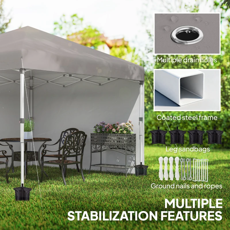 Outsunny 10' x 10' Pop Up Canopy with Sidewalls, Roller Bag, Height Adjustable Instant Tent for Outdoor, Garden, Patio, Grey