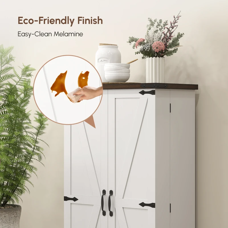 HOMCOM 47" Kitchen Pantry Storage Cabinet, Farmhouse Kitchen Pantry Cabinet with Adjustable Shelves and Door Shelves, White