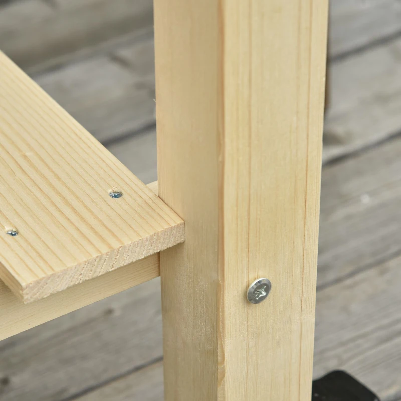 Outsunny Mobile Raised Garden Bed Elevated Wood Planter Box with Lockable Wheels, Storage Shelf for Herbs Vegetables, Natural