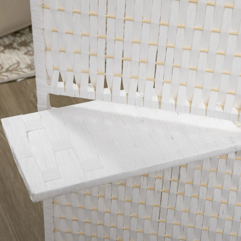 HOMCOM 4 Panel Room Divider with Shelves, 6 FT Freestanding Folding Privacy Screen, Partition Wall Divider for Bedroom, White