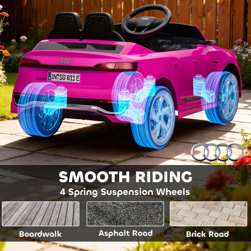 Qaba 12V Ride-On Car with Remote Control, Battery Powered Audi Q8 etron Sportback Licensed, for Kids 3-4 years old, Pink