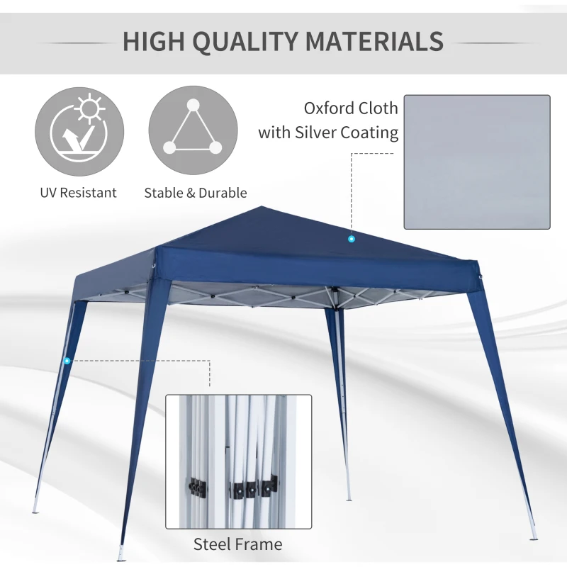 Outsunny 8' x 8' Pop Up Canopy, Outdoor Folding Tent, Portable Party Tent with Carrying Bag for Camping, Party, Picnic, Blue