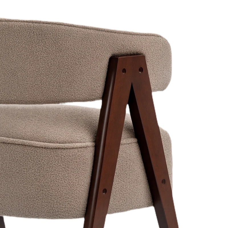 HOMCOM Sherpa Fleece Accent Chair, Upholstered Armchair with Solid Wood Legs and Steel Frame for Living Room, Light Brown