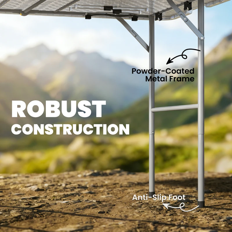 Outsunny 47" x 24" Folding Camping Table, Picnic Table with 2 Adjustable Heights and Carrying Handle, Indoor Outdoor Use, White