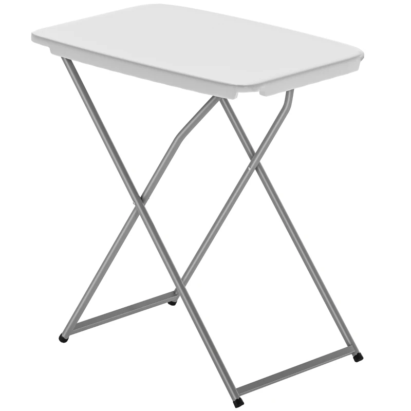 Outsunny Folding Picnic Table 5-Level Height Adjustment, Portable Camping Table for Outdoor Indoor Use 30" x 20", White