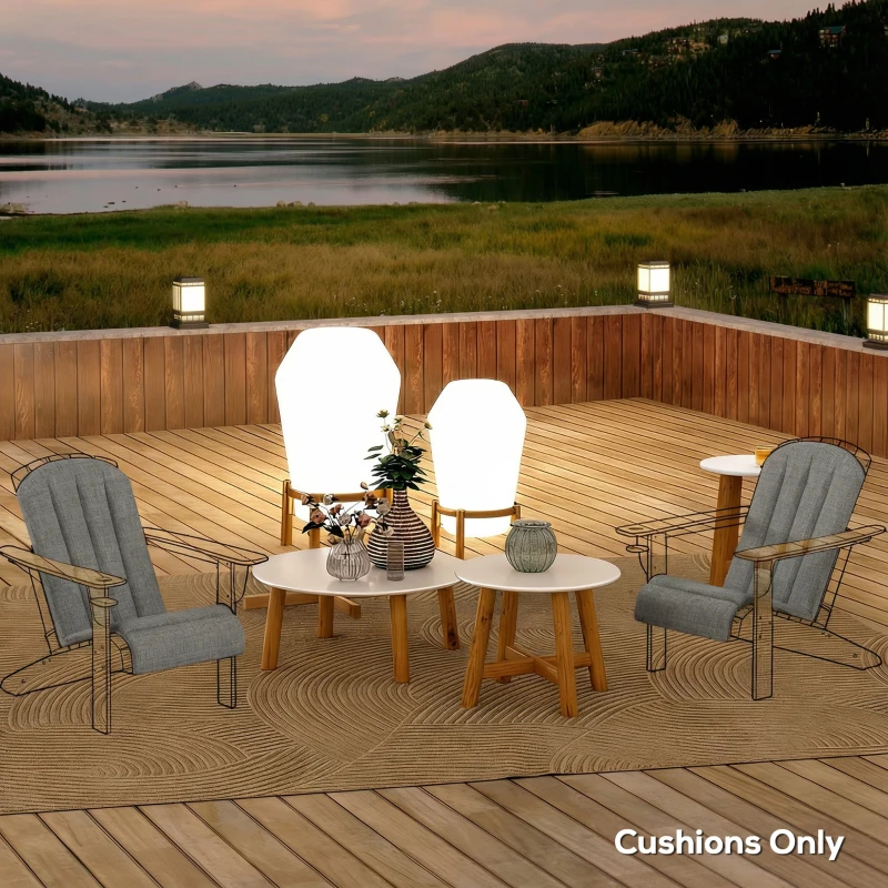 Outsunny Set of 2 Patio Chair Cushions, High Back Adirondack Chair Cushion with Ties, High-Density Foam, Dark Grey