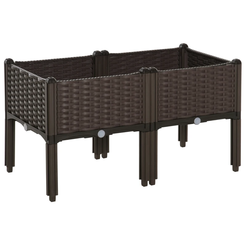 Outsunny 2-piece Raised Garden Bed PP Raised Flower Bed Plant Stand Stackable Vegetable Herb Grow Box