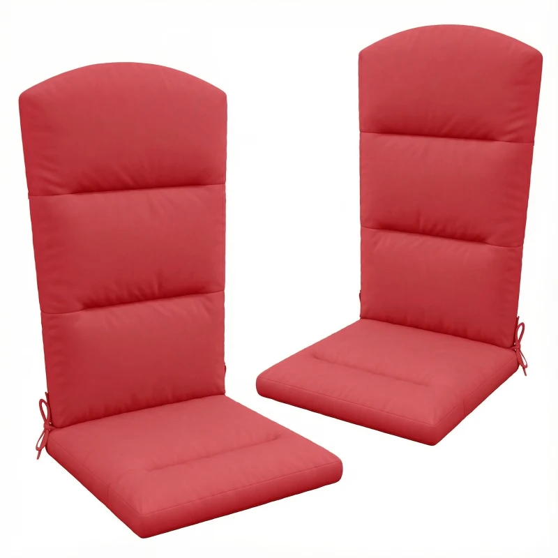 Outsunny Patio Chair Cushion for Adirondack Chairs Replacement Cushion with Back and Ties, Wine Red