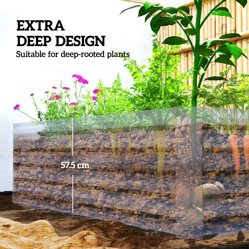 Outsunny 6' x 3' x 2' Raised Garden Bed, Galvanized Planter Box for Growing Flowers, Herbs and Vegetables, Light Grey