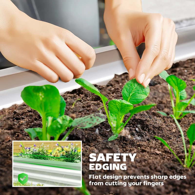 Outsunny Galvanized Raised Garden Beds, Outdoor Planter Box, Set of 2, for Flowers, Herbs and Vegetables, Silver