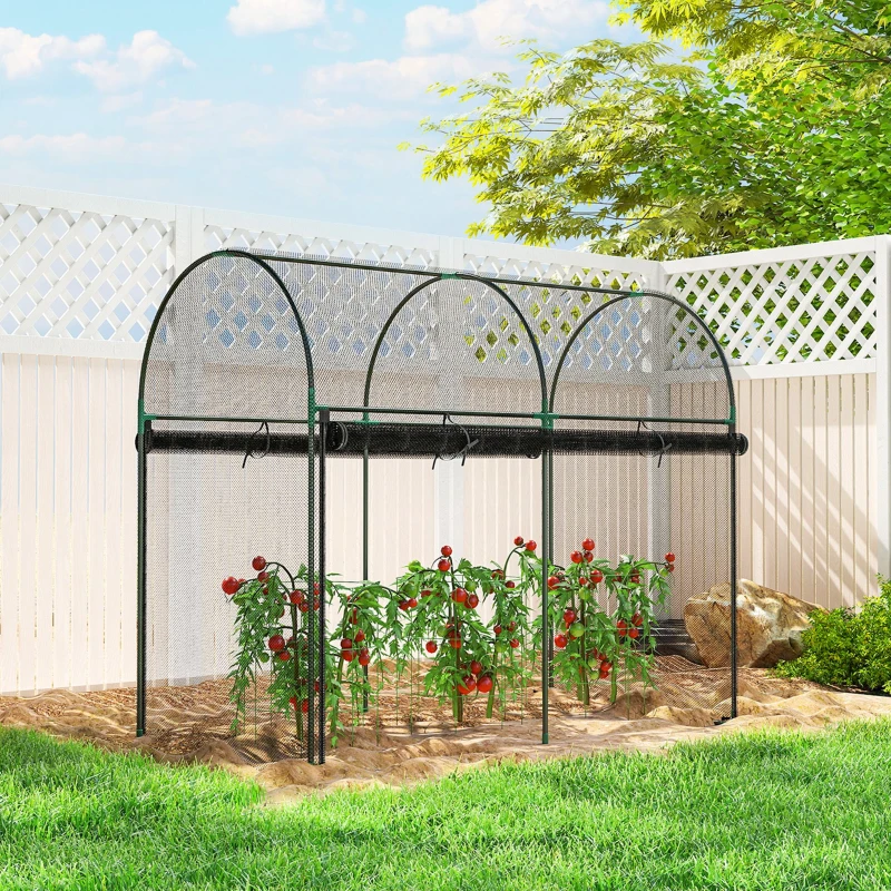 Outsunny Crop Cage, 6' x 3' x 5' Large Plant Protection Tent with Zippered Door, Outdoor Garden Cage, Black