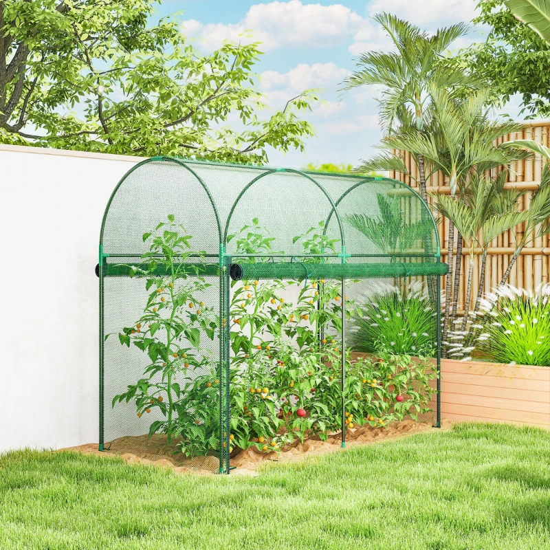 Outsunny Crop Cage, 6' x 3' x 5' Large Plant Protection Tent with Zippered Door, Outdoor Garden Cage, Green