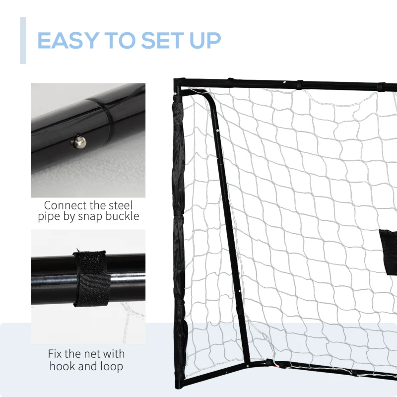 Soozier 6ft x 4ft Soccer Goal Net with Metal Frame, PE Mesh, Ground Stakes, Easy Assembly, Black