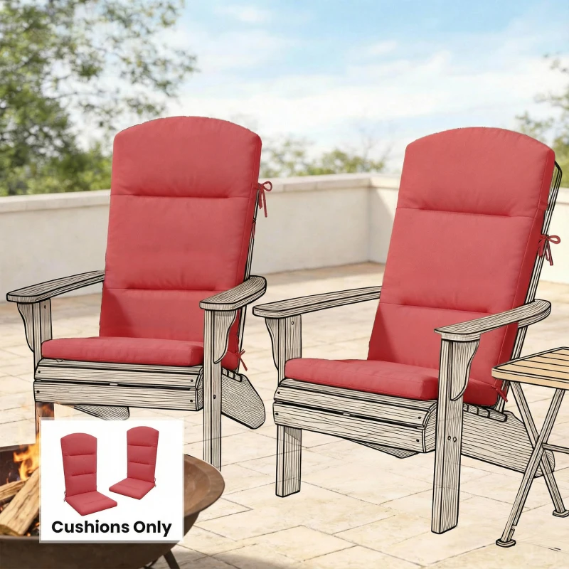 Outsunny Patio Chair Cushion for Adirondack Chairs Replacement Cushion with Back and Ties, Wine Red