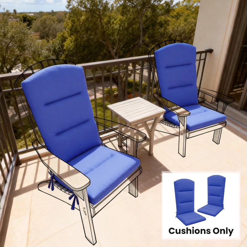 Outsunny Patio Chair Cushion for Adirondack Chairs Replacement Cushion with Back and Ties, Navy Blue